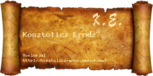 Kosztolicz Ernő névjegykártya